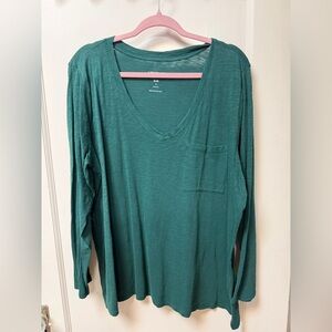 NWT Torrid Heritage Slub V-Neck Pocket Long Sleeve Tee